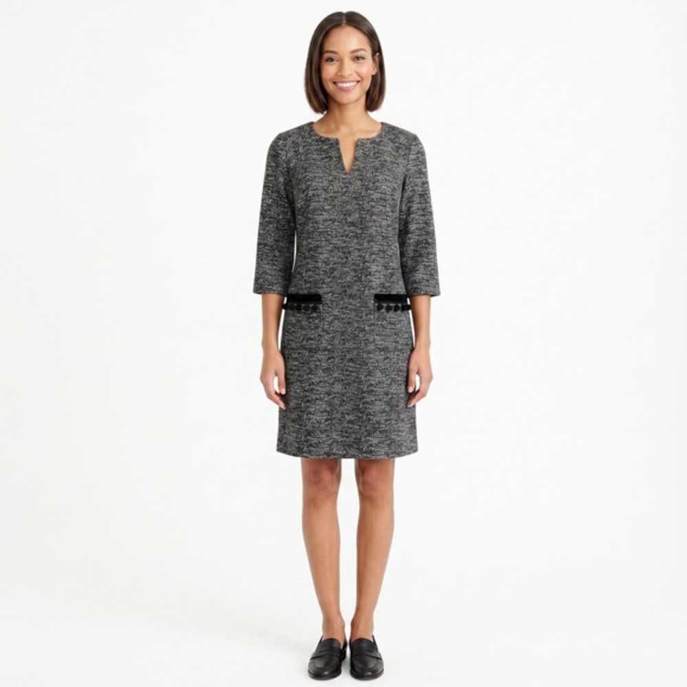 Connected Apparel Womens 8P Grey Marled‎ Sheath Dress Pom Pom Pocket TGE47262P